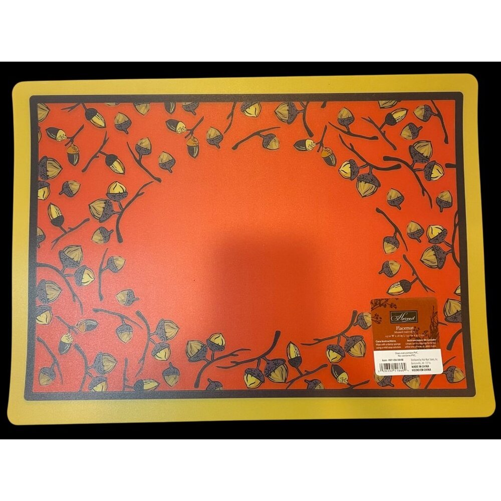 Harvest 13"x18" Rectangular Decorative Placemats Set Of 5 Fall Acorn Design Non-